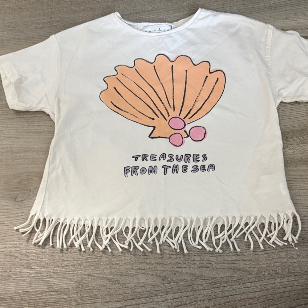 Zara fringe Shirt with Seashell Design